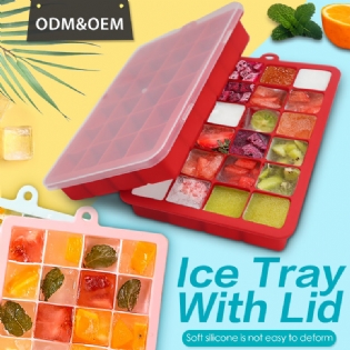 24 Creative Custom Silicone Square Fruit Ice Cube Tray With Lid Cubes