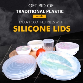 Food Grade Silicon Lid Cover Stretch 6 Pack Reusable Silicone Stretch Lids