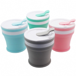Factory Bulk Supply Food Grade 350ml collapsible coffee cup silicon with lid