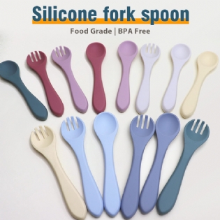 Food Grade BPA Free Baby Feeding Dinnerware Set Silicone Newborn Baby Spoon for Infant Newborn Toddler