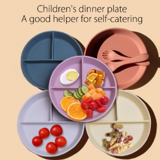 Wholesale Price Biodegradable Food Grade Silicone Dinnerware Unbreakable Divided Kids Baby Plates