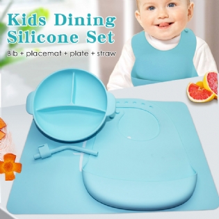 Silicone bib plates bowls BPA free baby dinnerware feeding silicone set