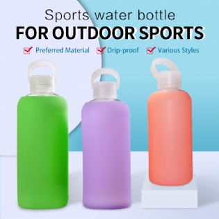 400ml 500ml 600ml glass drink water bottle with silicone sleeve for sports