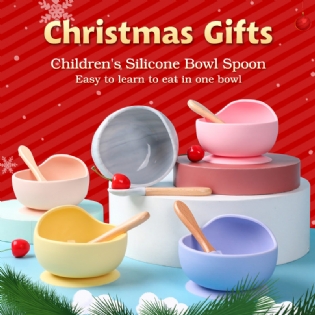 Safe Suction Non Slip Baby Feeding Set Silicone Suction Bowl With Spoon