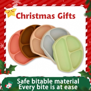 Self-Feeding suction plate food grade silicone divided unbreakable dinner plate for weaning babies