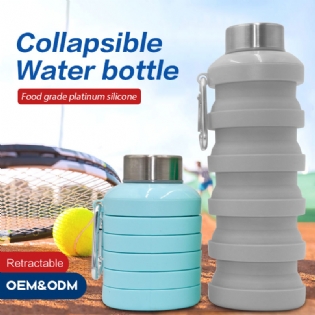Customised Kids Silicone Collapsible Reusable Water Bottle For Travel Sports Drinking