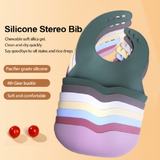 Multi Colored Soft Silicone Waterproof Baby Bibs with Crumb Catcher