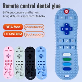 Custom Engraved Wooden Penguin Remote Teether Toy Set Silicone Baby Teethers Remote Control For Babies