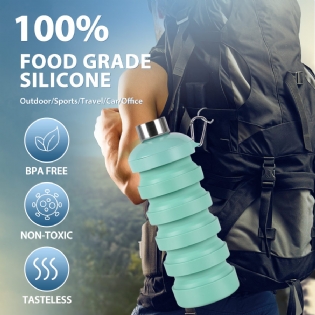 Hot Selling Eco Friendly Bpafree Silicone Foldable Sports Folding Leakproof Collapsible Water Bottle Hiking