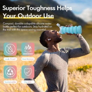 Bpa Free Reusable Lightweight Silicone Foldable Collapsible Travel Water Bottle For Gym Camping Hiking Travel Sports