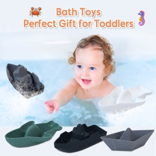 Bpa Free Toddler Water Game Floating Bathtub Boat Silicone Baby Bath Toys