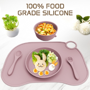 Silicone Baby Feeding Gift Set Bowl Spoon Fork Plates Silicone Baby Feeding Set